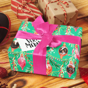 Familiefoto's Kitsch kerstornament Cadeaupapier