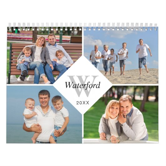 Familiefoto's met monogram Modern 2026 Kalender (Hoes)