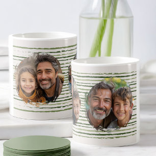 Familiefoto's op Neutral Green Sketch Striped Mok