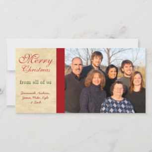 Familiefoto's Prettig Kerstmis Perkament Feestdagenkaart