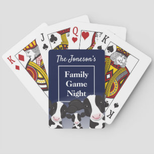 Familiegame Nachtnaam Donkerblauwe witte koeien Pokerkaarten