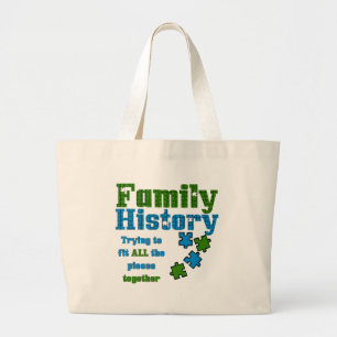 Familiegeschiedenis Puzzle Grote Tote Bag