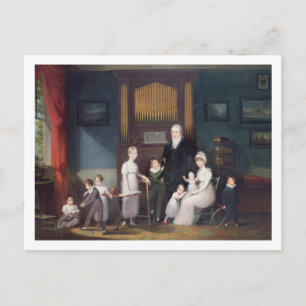 Familiegroep in het binnenland, c.1800 briefkaart