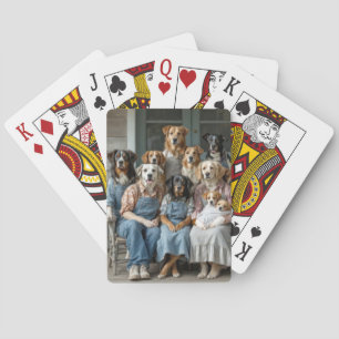 Familiehereniging van honden op de veranda van de pokerkaarten