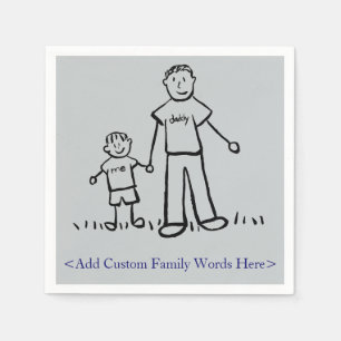 Familiekarakters voor vader en zoon Custom Napkins Servetten