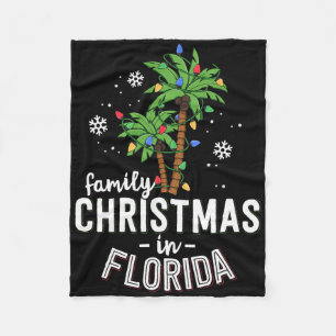 Familiekerstmis in Florida Palm Trees-strand Fleece Deken