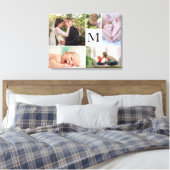 Familiekleurenfoto's mozaïekweergave van monogramm canvas afdruk (Insitu (Slaapkamer))