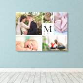 Familiekleurenfoto's mozaïekweergave van monogramm canvas afdruk (Insitu (Houten vloer))