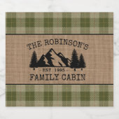 Familielabels met cabine Trees Sage Green Play Bur Likeurfles Etiket (Enkel label)