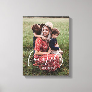 Familielegant calligrafie bekleedfoto canvas afdruk