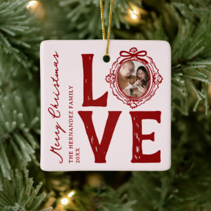 Familieliefde Doodle Foto Kerstmis Keramisch Ornament