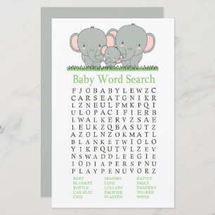 Familieloever Baby shower Word Search Game