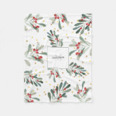 Familiemonogram Modern Chic Winter White Botanical Fleece Deken (Voorkant)