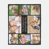 Familiemonogram Naam 8 Foto Collage Black Fleece Deken (Voorkant)