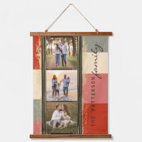 Familienaam 3 Foto Collage Rustic Abstract