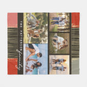 Familienaam 5 Foto Collage Rustic Abstract Fleece Deken (Voorkant (Horizontaal))