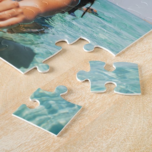 Familienaam 8 Fotocollage Modern Elegant Zwart Legpuzzel (Zijkant)