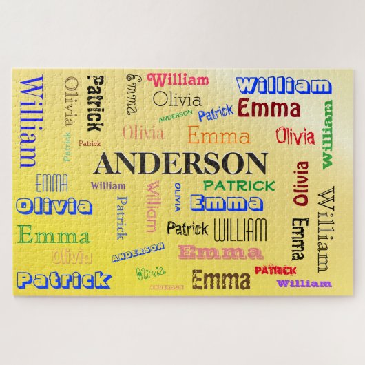 Familienaam Aangepast Word Cloud Gepersonaliseerd Legpuzzel (Horizontaal)