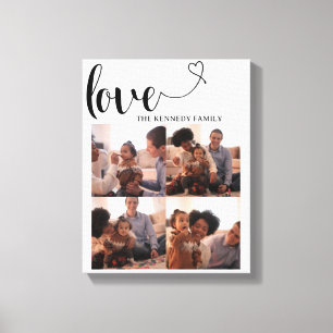 Familienaam Aangepaste foto Collage Love Heart Fam Canvas Afdruk