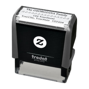 Familienaam + Adres + Driehoeken Rubberstempel Zelfinktende Stempel