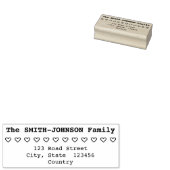 Familienaam + Adres + Harten Rubberen stempel (Gestempeld)