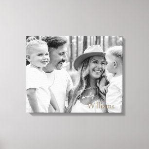 Familienaam B/W Portret Groot Canvas Afdruk