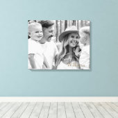 Familienaam B/W Portret Groot Canvas Afdruk (Insitu (Houten vloer))