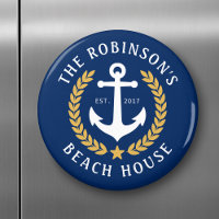 Familienaam Beach House Anchor Gold Laurel Navy