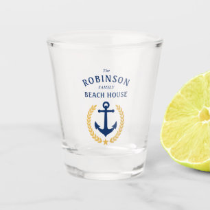 Familienaam Beach House Anchor Gold Style Laurel Shot Glas