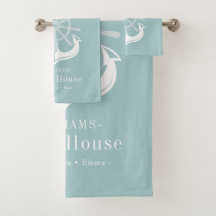 Familienaam Beach House Nautical Anker Bad Handdoek