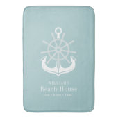 Familienaam Beach House Nautical Anker Badmat (Voorkant Verticaal)