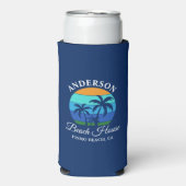 Familienaam Beach House Sun Palm Trees Blauw (Seltzer Voorkant)