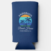 Familienaam Beach House Sun Palm Trees Blauw (Voorkant)