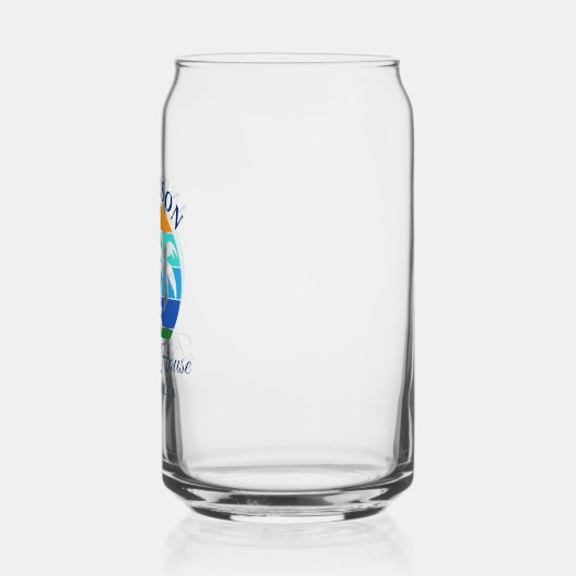 Familienaam Beach House Sun Palm Trees Blikvorm Glas (Links)