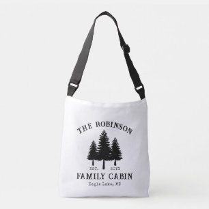 Familienaam Blokhut Rustieke Landelijke Bomen Stij Crossbody Tas