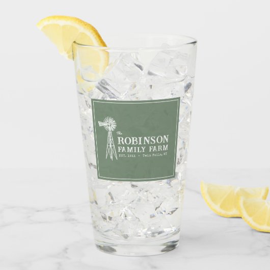 Familienaam Boerderij Rustic Windmill Sage Green Glas (Voorkant ijs)