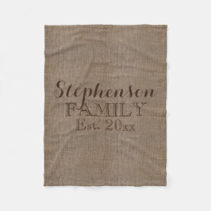 Familienaam Burlap Rustic Fleece Deken