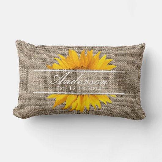 Familienaam Burlap & Sunflower Kussen (Voorkant)