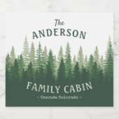 Familienaam Cabin Green Pine Tree Forest Labels Likeurfles Etiket (Enkel label)