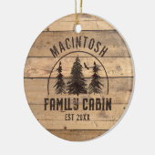 Familienaam Cabin Rustic Wood Forest Personalized Keramisch Ornament (Links)