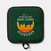 Familienaam Cabine Pijnbomen Zonsondergang Groen Pannenlap (Voorkant)