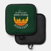 Familienaam Cabine Pijnbomen Zonsondergang Groen Pannenlap (Voorkant / Achterkant)