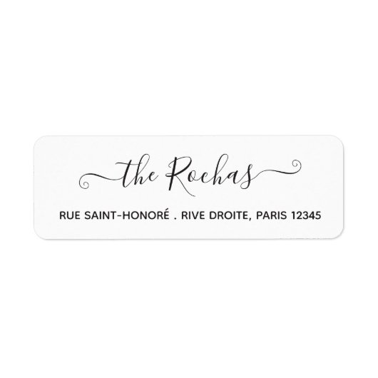 Familienaam Calligrafie Chic Script Simple Modern Etiket (Voorkant)