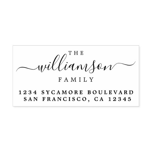 Familienaam Chic Script Retouradres Rubberstempel (Afrduk)