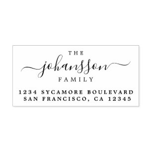 Familienaam Chic Script Retouradres Rubberstempel