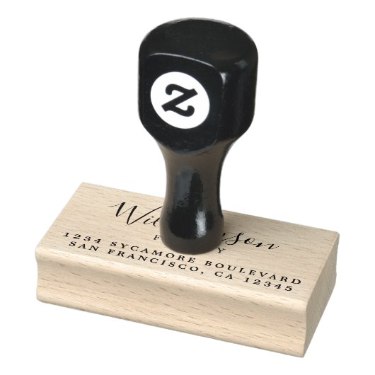 Familienaam Chic Script Retouradres Rubberstempel (Stempel)
