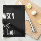 Familienaam Coffee Bar Zwart-wit Theedoek (Quarter Fold)