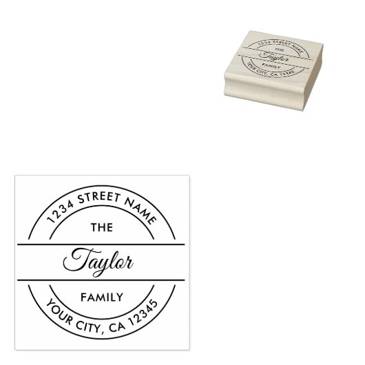 Familienaam | Creëer Uw eigen retouradres Rubberstempel (Gestempeld)