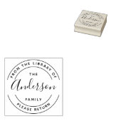 familienaam | Creëer Uw eigen ronde bibliotheekboe Rubberstempel (Gestempeld)