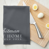 Familienaam Elegant Slate Gray Kitchen Theedoek (Quarter Fold)